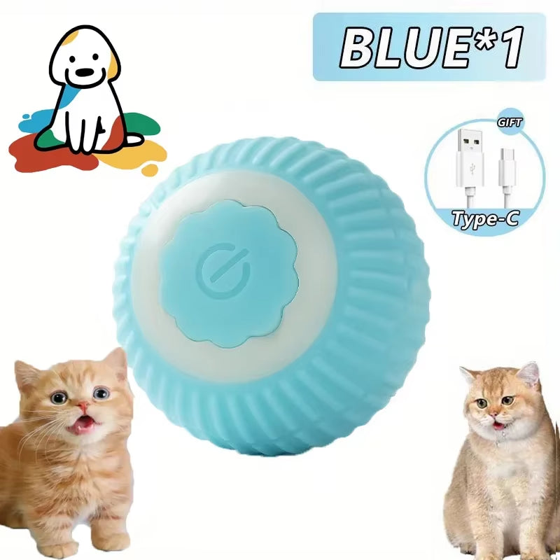 Cat Toys Game Toys for Cats Rechargeable Pet Interactive Automatic Rolling Ball Products Electric Dog Ball Toy Simulated Tail Fo