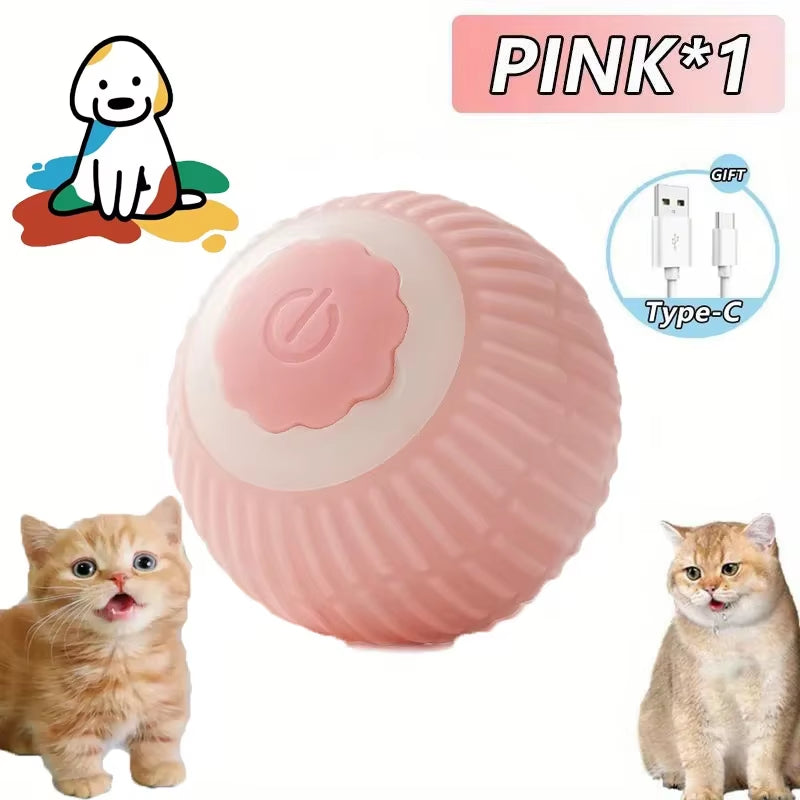 Cat Toys Game Toys for Cats Rechargeable Pet Interactive Automatic Rolling Ball Products Electric Dog Ball Toy Simulated Tail Fo