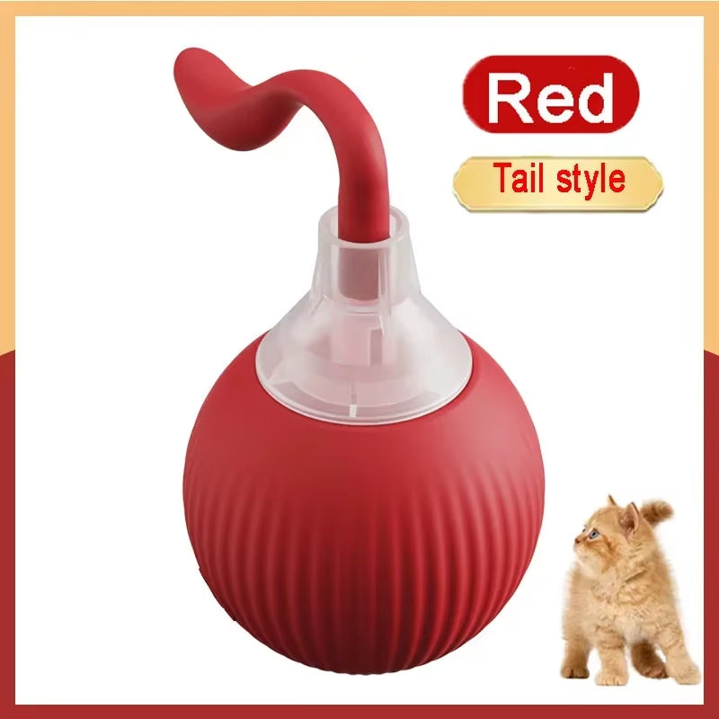 Cat Toys Game Toys for Cats Rechargeable Pet Interactive Automatic Rolling Ball Products Electric Dog Ball Toy Simulated Tail Fo