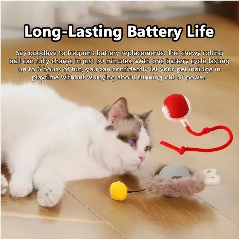 Cat Toys Game Toys for Cats Rechargeable Pet Interactive Automatic Rolling Ball Products Electric Dog Ball Toy Simulated Tail Fo