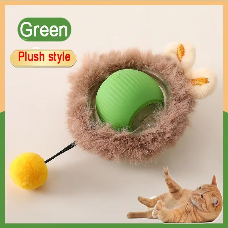 Cat Toys Game Toys for Cats Rechargeable Pet Interactive Automatic Rolling Ball Products Electric Dog Ball Toy Simulated Tail Fo