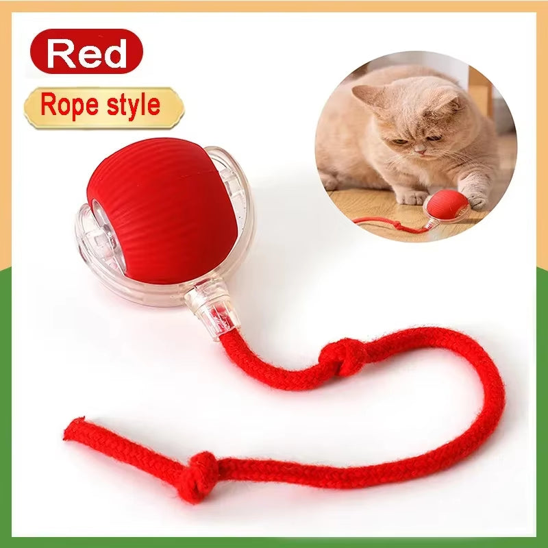 Cat Toys Game Toys for Cats Rechargeable Pet Interactive Automatic Rolling Ball Products Electric Dog Ball Toy Simulated Tail Fo