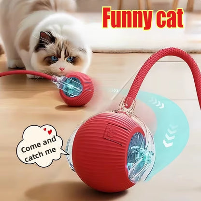 Cat Toys Game Toys for Cats Rechargeable Pet Interactive Automatic Rolling Ball Products Electric Dog Ball Toy Simulated Tail Fo