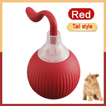 Cat Toys Game Toys for Cats Rechargeable Pet Interactive Automatic Rolling Ball Products Electric Dog Ball Toy Simulated Tail Fo