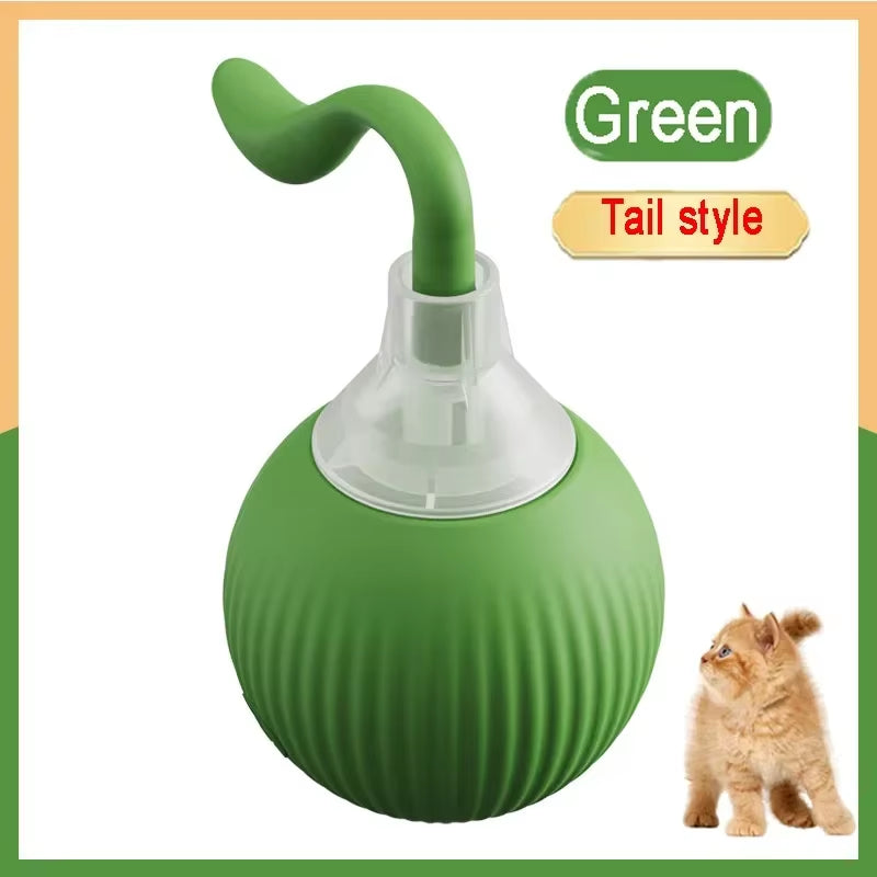 Cat Toys Game Toys for Cats Rechargeable Pet Interactive Automatic Rolling Ball Products Electric Dog Ball Toy Simulated Tail Fo