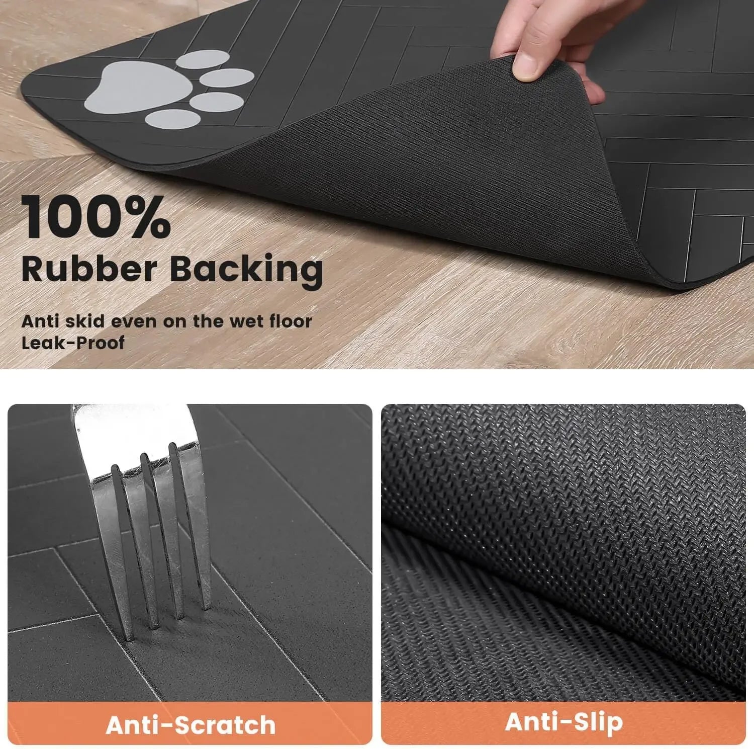 S（Little Kitten ）、M、L Bsorbent Pet Feeding Mat, Waterproof Placemat for Dog & Cat Food & Water Bowls, Quick-Dry Rubber Backing
