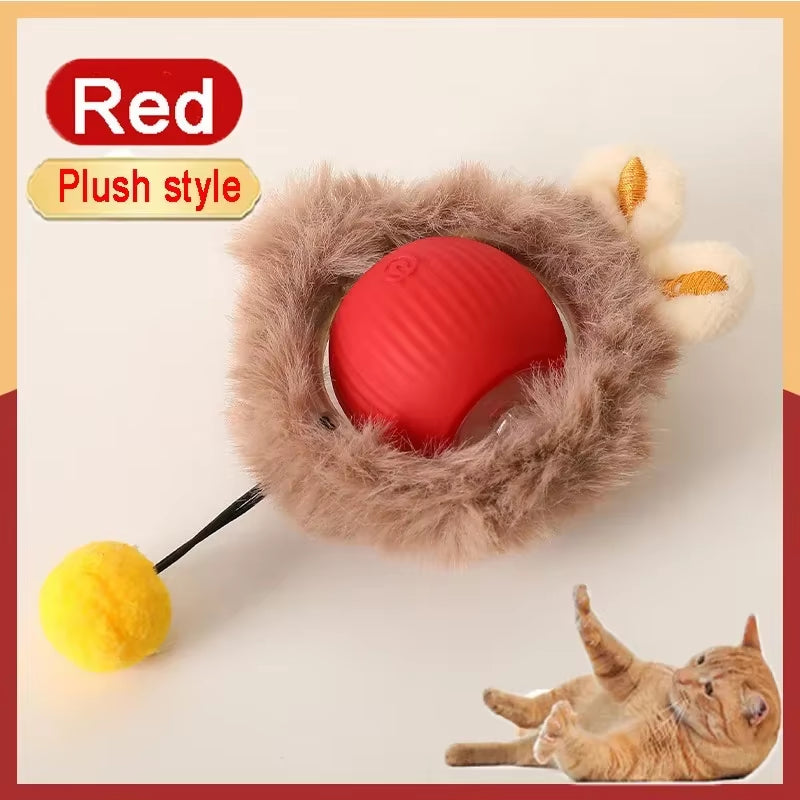 Cat Toys Game Toys for Cats Rechargeable Pet Interactive Automatic Rolling Ball Products Electric Dog Ball Toy Simulated Tail Fo