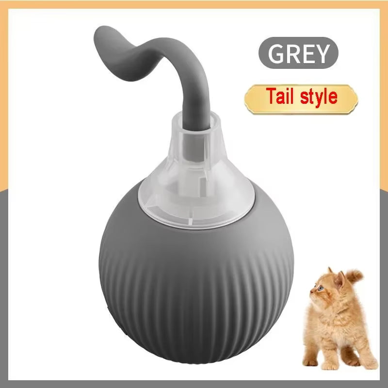 Cat Toys Game Toys for Cats Rechargeable Pet Interactive Automatic Rolling Ball Products Electric Dog Ball Toy Simulated Tail Fo